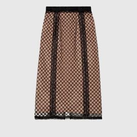 GG net skirt with lace trims in black   US at Gucci